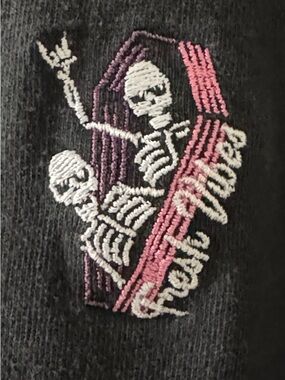 Fresh Vibes Grim Reaper Black T Shirt Mens XL Embroidered